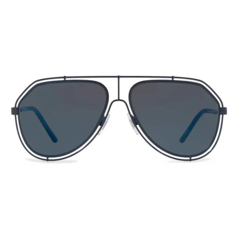Dolce & Gabbana - Pilot Sunglasses with Metallic Profile - Shiny Blue - Dolce & Gabbana Eyewear - Avvenice