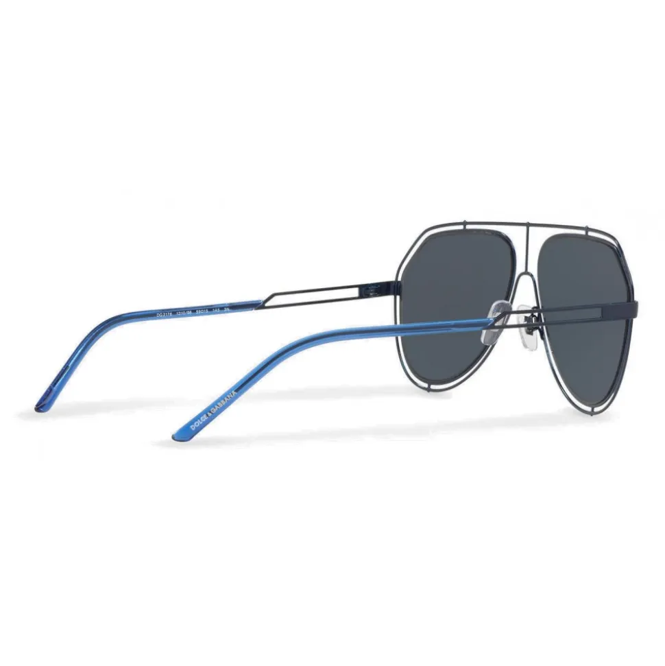 Dolce & Gabbana - Pilot Sunglasses with Metallic Profile - Shiny Blue - Dolce & Gabbana Eyewear - Avvenice