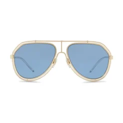 Dolce & Gabbana - Pilot Sunglasses with Metallic Profile - Shiny Light Gold Blue - Dolce & Gabbana Eyewear - Avvenice