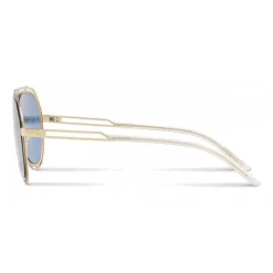 Dolce & Gabbana - Pilot Sunglasses with Metallic Profile - Shiny Light Gold Blue - Dolce & Gabbana Eyewear - Avvenice