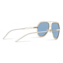 Dolce & Gabbana - Pilot Sunglasses with Metallic Profile - Shiny Light Gold Blue - Dolce & Gabbana Eyewear - Avvenice