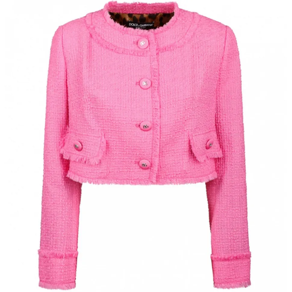 Dolce & Gabbana - Pink Short Raschel Tweed Jacket - Dolce & Gabbana Exclusive Luxury Collection - Avvenice