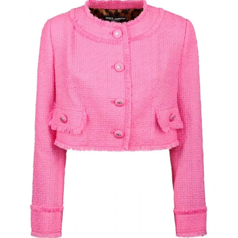 Dolce & Gabbana - Pink Short Raschel Tweed Jacket - Dolce & Gabbana Exclusive Luxury Collection - Avvenice