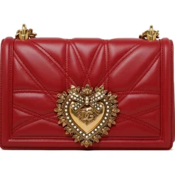 Dolce & Gabbana - Red Calf Leather Medium Devotion Shoulder Bag - Dolce & Gabbana Exclusive Luxury Collection - Avvenice
