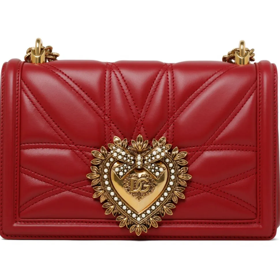Dolce & Gabbana - Red Calf Leather Medium Devotion Shoulder Bag - Dolce & Gabbana Exclusive Luxury Collection - Avvenice