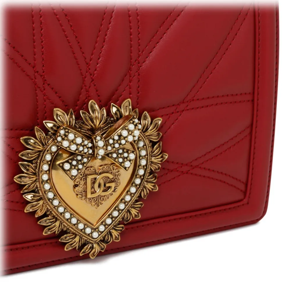 Dolce & Gabbana - Red Calf Leather Medium Devotion Shoulder Bag - Dolce & Gabbana Exclusive Luxury Collection - Avvenice