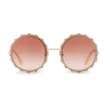 Dolce & Gabbana - Round Metal Sunglasses with Crystals - Rose Gold - Dolce & Gabbana Eyewear - Avvenice