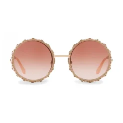 Dolce & Gabbana - Round Metal Sunglasses with Crystals - Rose Gold - Dolce & Gabbana Eyewear - Avvenice