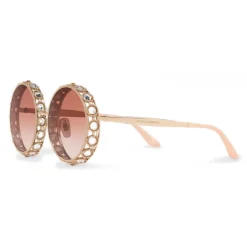 Dolce & Gabbana - Round Metal Sunglasses with Crystals - Rose Gold - Dolce & Gabbana Eyewear - Avvenice