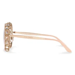 Dolce & Gabbana - Round Metal Sunglasses with Crystals - Rose Gold - Dolce & Gabbana Eyewear - Avvenice