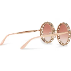Dolce & Gabbana - Round Metal Sunglasses with Crystals - Rose Gold - Dolce & Gabbana Eyewear - Avvenice