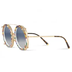 Dolce & Gabbana - Round Sunglasses Customize Your Eyes - Gold - Dolce & Gabbana Eyewear - Avvenice