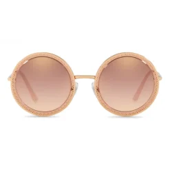 Dolce & Gabbana - Round Sunglasses with "Sacred Heart" Metal Profile - Rose Gold - Dolce & Gabbana Eyewear - Avvenice