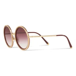 Dolce & Gabbana - Round Sunglasses with "Sacred Heart" Metal Profile - Gold Bordeaux - Dolce & Gabbana Eyewear - Avvenice