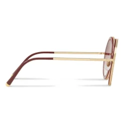 Dolce & Gabbana - Round Sunglasses with "Sacred Heart" Metal Profile - Gold Bordeaux - Dolce & Gabbana Eyewear - Avvenice