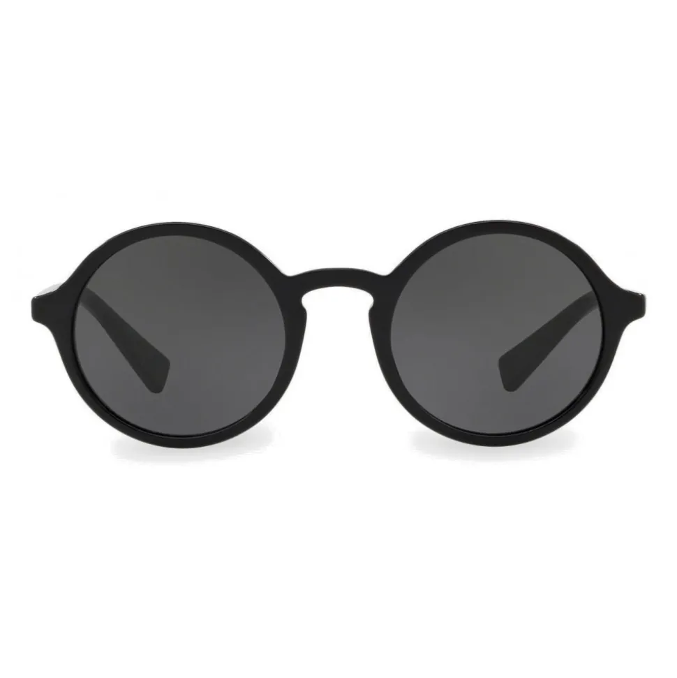 Dolce & Gabbana - Round Acetate Sunglasses with Key Bridge - Black - Dolce & Gabbana Eyewear - Avvenice