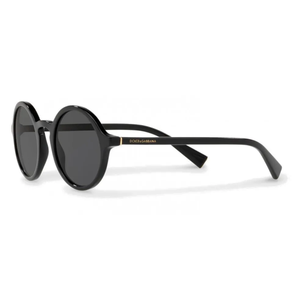 Dolce & Gabbana - Round Acetate Sunglasses with Key Bridge - Black - Dolce & Gabbana Eyewear - Avvenice