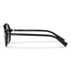 Dolce & Gabbana - Round Acetate Sunglasses with Key Bridge - Black - Dolce & Gabbana Eyewear - Avvenice