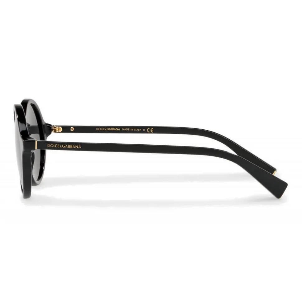 Dolce & Gabbana - Round Acetate Sunglasses with Key Bridge - Black - Dolce & Gabbana Eyewear - Avvenice