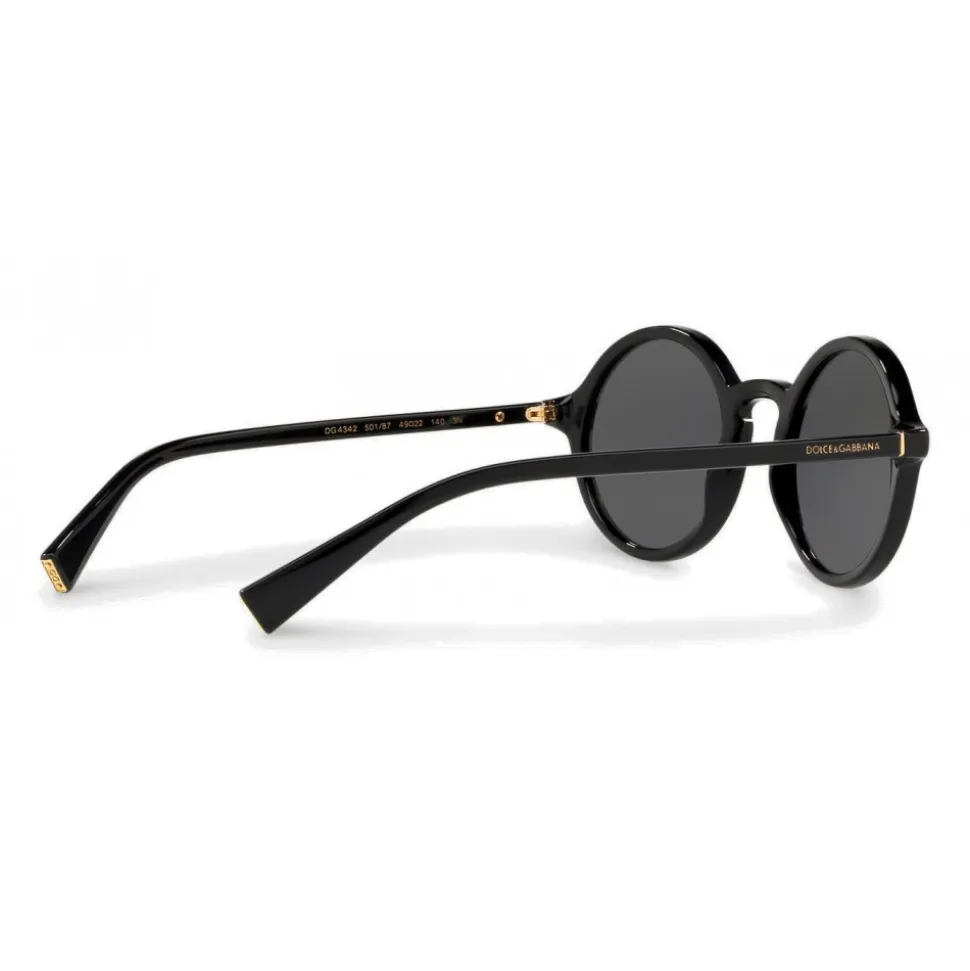 Dolce & Gabbana - Round Acetate Sunglasses with Key Bridge - Black - Dolce & Gabbana Eyewear - Avvenice