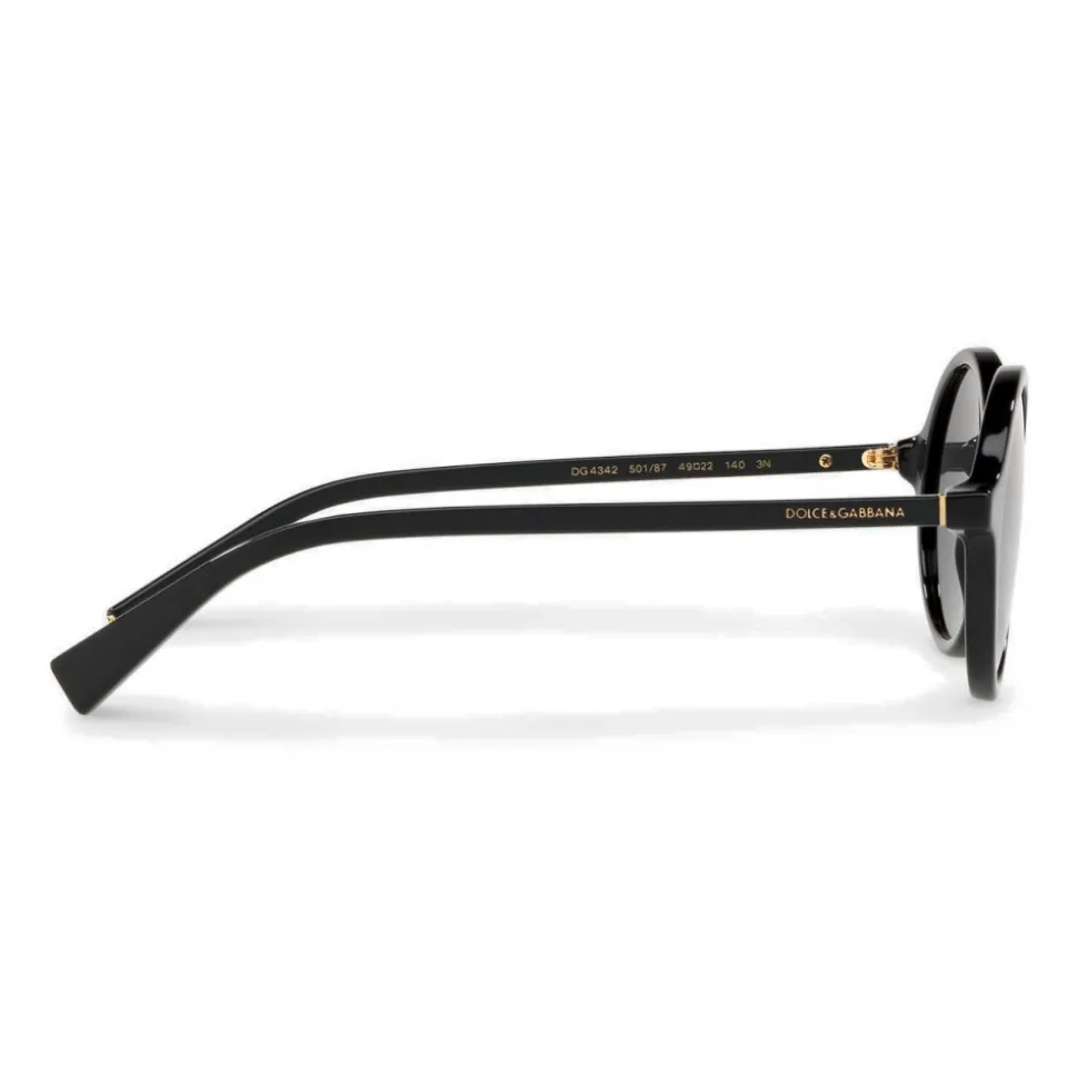 Dolce & Gabbana - Round Acetate Sunglasses with Key Bridge - Black - Dolce & Gabbana Eyewear - Avvenice