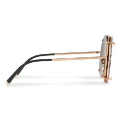 Dolce & Gabbana - Round Gold Metal Sunglasses with Clip On Rows and Roses - Dolce & Gabbana Eyewear - Avvenice