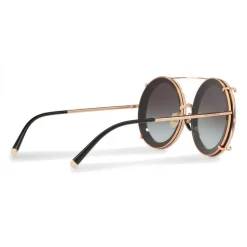 Dolce & Gabbana - Round Gold Metal Sunglasses with Clip On Rows and Roses - Dolce & Gabbana Eyewear - Avvenice