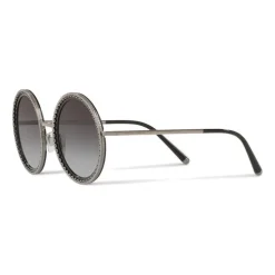 Dolce & Gabbana - Round Sunglasses with "Sacred Heart" Metal Profile - Gunmetal Black - Dolce & Gabbana Eyewear - Avvenice