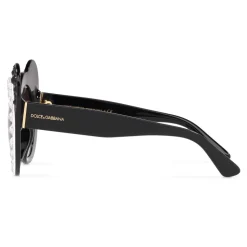 Dolce & Gabbana - Round Sunglasses DG Fashion Panda - Black and White with Strass - Dolce & Gabbana Eyewear - Avvenice