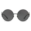 Dolce & Gabbana - Round Metal Sunglasses with DG Detail - Brilliant Black - Dolce & Gabbana Eyewear - Avvenice