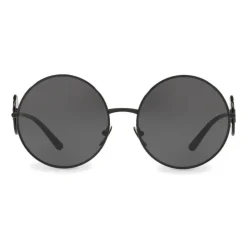 Dolce & Gabbana - Round Metal Sunglasses with DG Detail - Brilliant Black - Dolce & Gabbana Eyewear - Avvenice