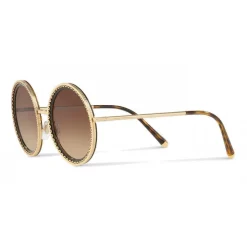 Dolce & Gabbana - Round Sunglasses with "Sacred Heart" Metal Profile - Gold & Havana - Dolce & Gabbana Eyewear - Avvenice