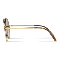 Dolce & Gabbana - Round Sunglasses with "Sacred Heart" Metal Profile - Gold & Havana - Dolce & Gabbana Eyewear - Avvenice