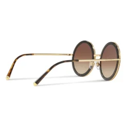 Dolce & Gabbana - Round Sunglasses with "Sacred Heart" Metal Profile - Gold & Havana - Dolce & Gabbana Eyewear - Avvenice