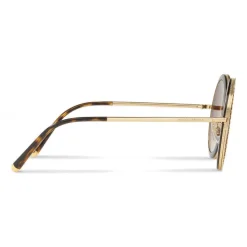 Dolce & Gabbana - Round Sunglasses with "Sacred Heart" Metal Profile - Gold & Havana - Dolce & Gabbana Eyewear - Avvenice