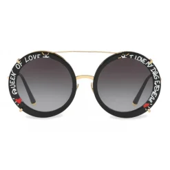 Dolce & Gabbana - Round Sunglasses in Gold Metal with Clip On Print Graffiti - Dolce & Gabbana Eyewear - Avvenice