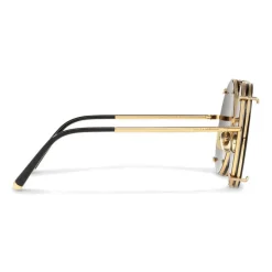 Dolce & Gabbana - Round Sunglasses in Gold Metal with Clip On Print Graffiti - Dolce & Gabbana Eyewear - Avvenice