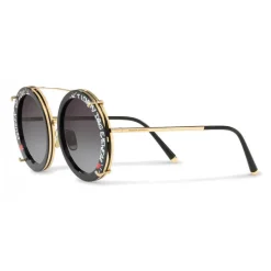 Dolce & Gabbana - Round Sunglasses in Gold Metal with Clip On Print Graffiti - Dolce & Gabbana Eyewear - Avvenice