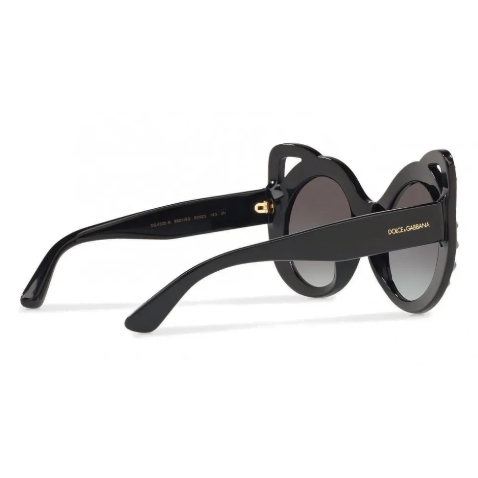 Dolce & Gabbana - Round Acetate Sunglasses with Crystals - Black - Dolce & Gabbana Eyewear - Avvenice