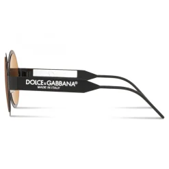 Dolce & Gabbana - Round Sunglasses with DG Logo - Black - Dolce & Gabbana Eyewear - Avvenice