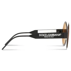 Dolce & Gabbana - Round Sunglasses with DG Logo - Black - Dolce & Gabbana Eyewear - Avvenice