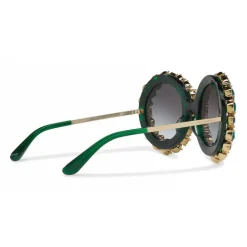 Dolce & Gabbana - Round Sunglasses with Colored Crystals - Green - Dolce & Gabbana Eyewear - Avvenice