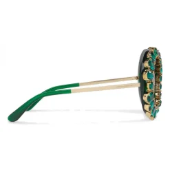 Dolce & Gabbana - Round Sunglasses with Colored Crystals - Green - Dolce & Gabbana Eyewear - Avvenice