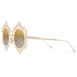 Dolce & Gabbana - Round Sunglasses with DG Star - Gold - Dolce & Gabbana Eyewear - Avvenice