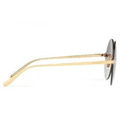 Dolce & Gabbana - Round Sunglasses Plaque Logo - Black Gold - Dolce & Gabbana Eyewear - Avvenice