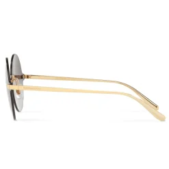 Dolce & Gabbana - Round Sunglasses Plaque Logo - Black Gold - Dolce & Gabbana Eyewear - Avvenice