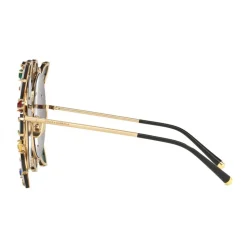 Dolce & Gabbana - Round Metal Sunglasses with Applications - Polished Gold and Multicolored Stones - Dolce & Gabbana Eyewear - Avvenice