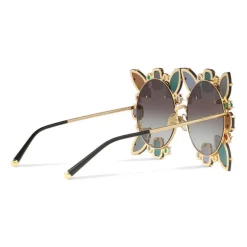 Dolce & Gabbana - Round Metal Sunglasses with Applications - Polished Gold and Multicolored Stones - Dolce & Gabbana Eyewear - Avvenice