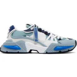 Dolce & Gabbana - Sky Blue and Multicolour Calf Leather Airmaster Low Top Sneakers - Dolce & Gabbana Exclusive Luxury Collection - Avvenice