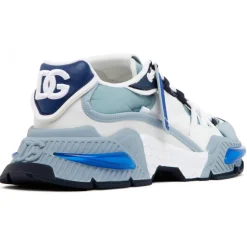 Dolce & Gabbana - Sky Blue and Multicolour Calf Leather Airmaster Low Top Sneakers - Dolce & Gabbana Exclusive Luxury Collection - Avvenice